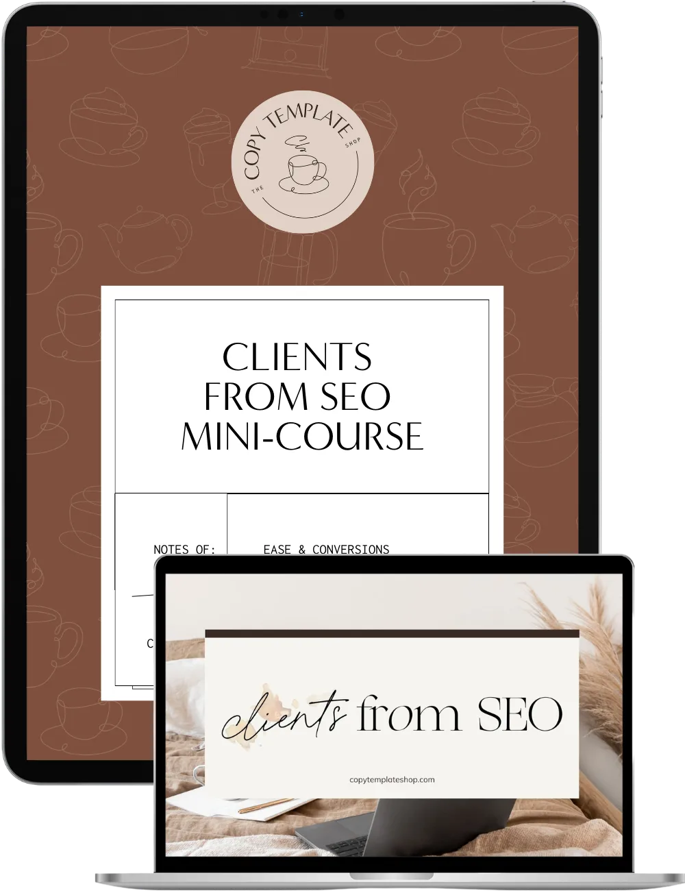 clients from seo mini course shown on tablet and laptop