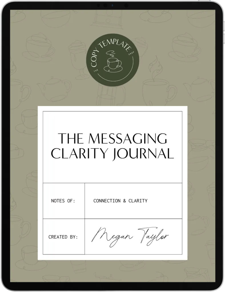 messaging strategy journal shown on a tablet