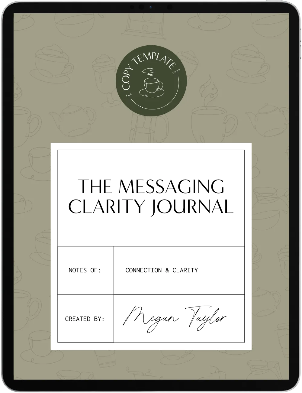 messaging strategy journal shown on a tablet