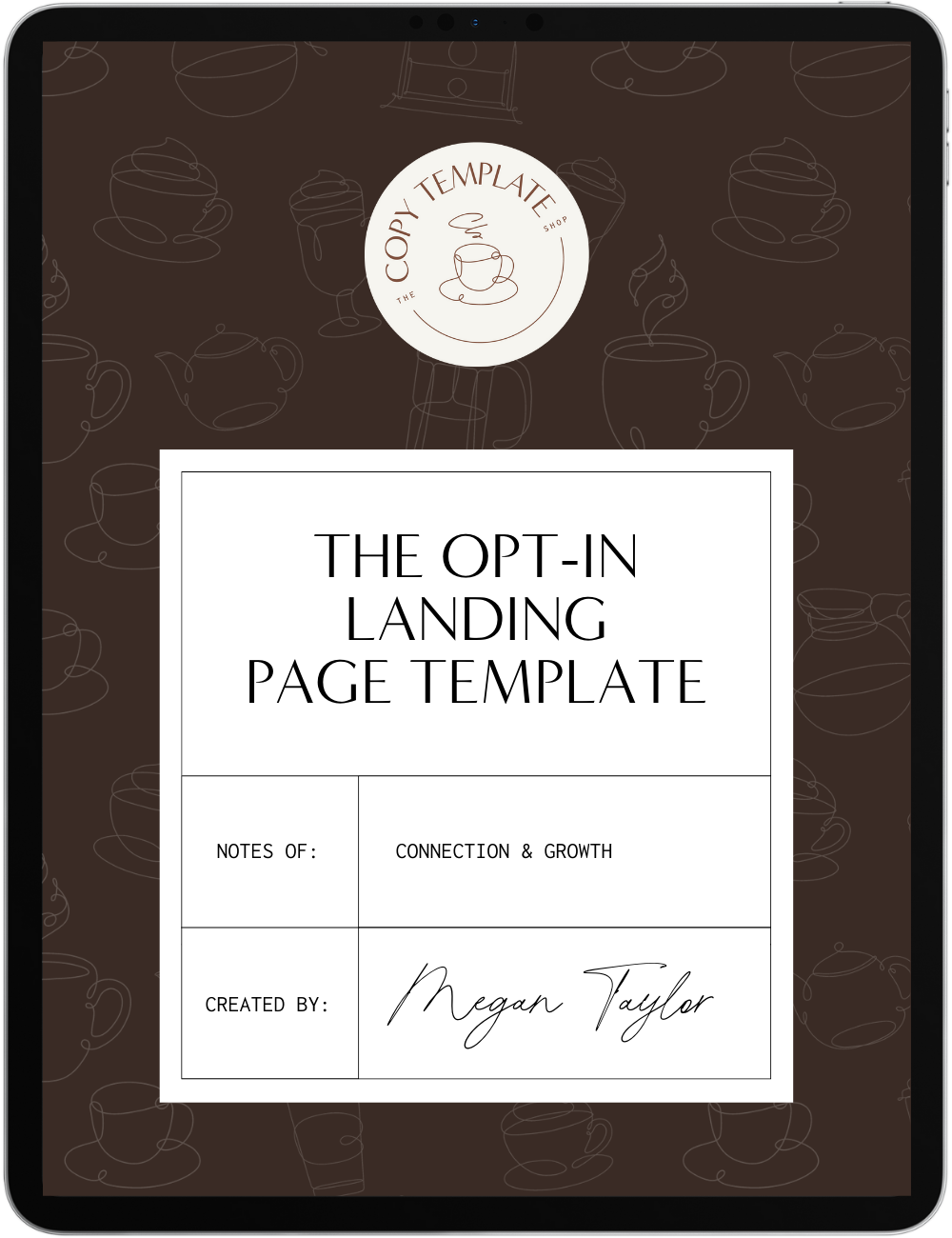 opt-in landing page template shown on tablet