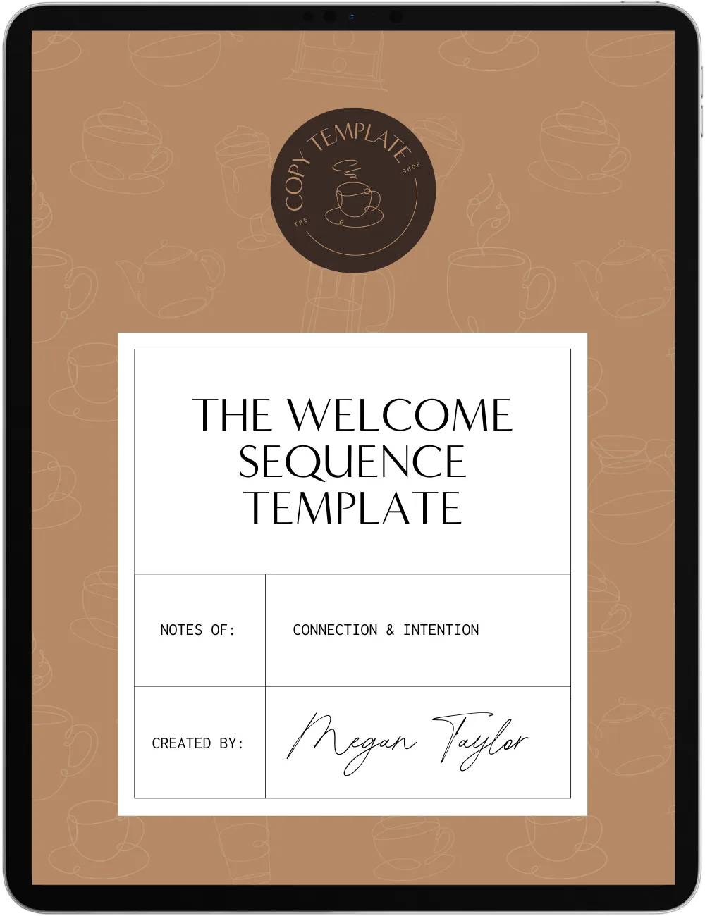 Welcome sequence email templates shown on a tablet