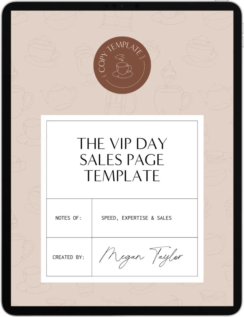 VIP day dales page template