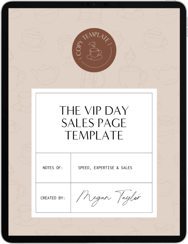 VIP day dales page template