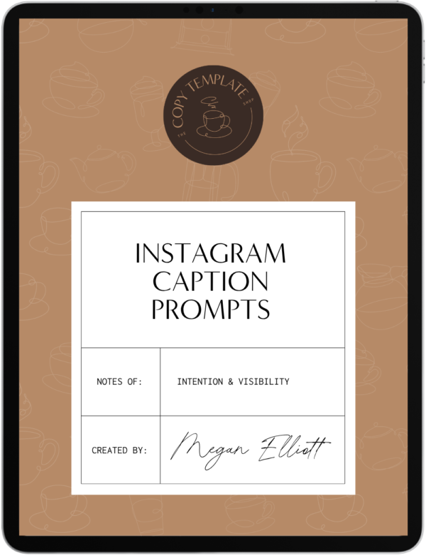 Instagram Caption Prompts shown on a tablet