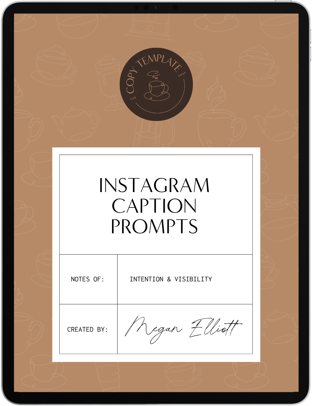 Instagram Caption Prompts shown on a tablet