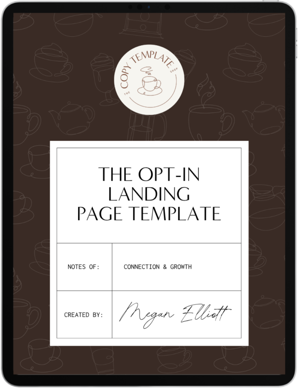 Opt-In Landing Page Template shown on a tablet