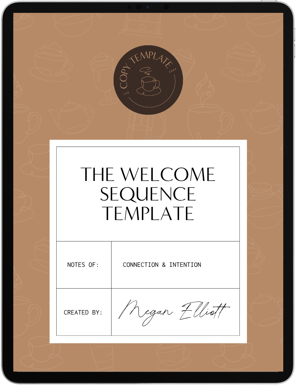 Welcome sequence email templates shown on a tablet